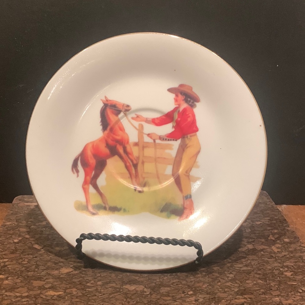 Vintage Cowgirl on a Vintage Plate